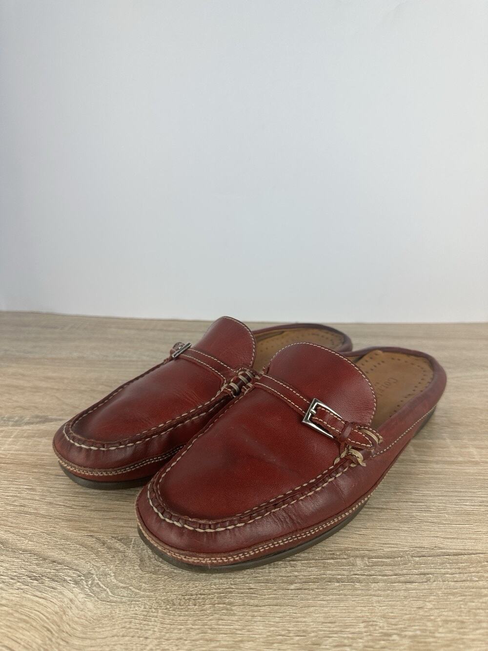 Cole Haan Country Women’s 8.5B Burgundy Leather Mule Loafers Slip On Brazil